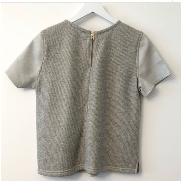 ⭐️🎉3 for $30 🎉 LOFT XXS gray short sleeve faux leather vegan shirt - Picture 2 of 6